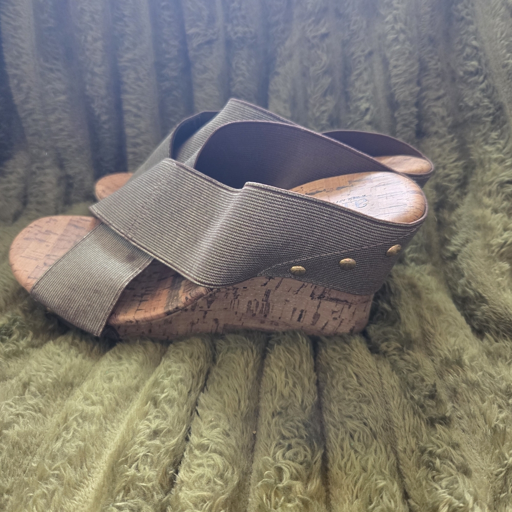 Anna Shimmering Silver Wedge Sandals - Picture 2 of 6